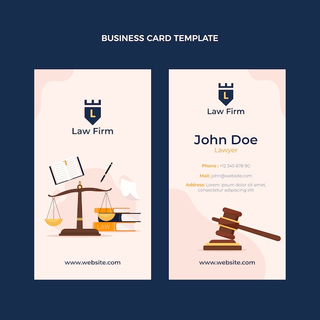 Flat design law firm vertical business card