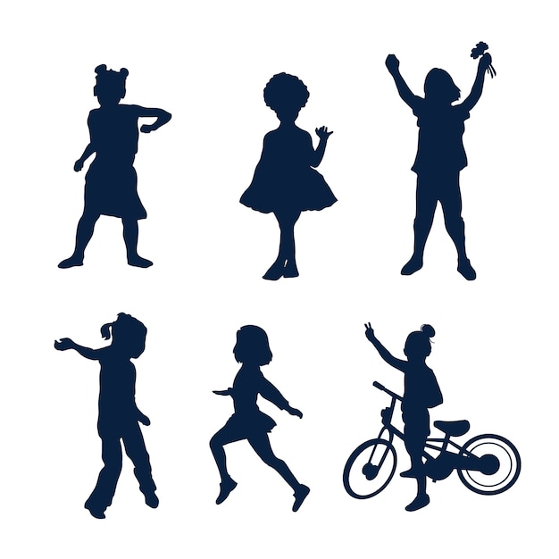 Flat design little girl silhouette