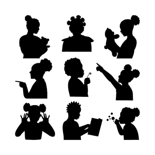 Flat design little girl silhouette