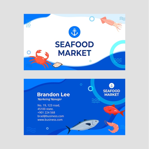 Flat design local market horizontal business card