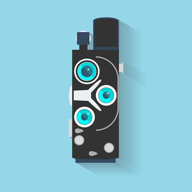 Flat design long shadow icon of vintage camera