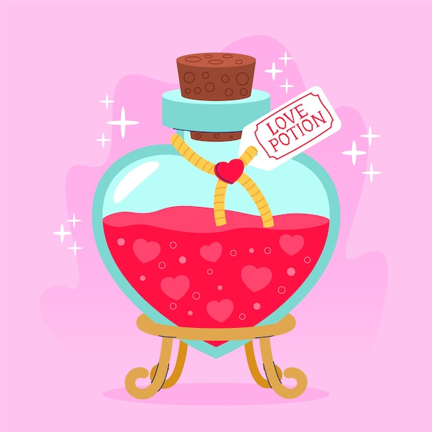 Flat design love potion bottle illustration