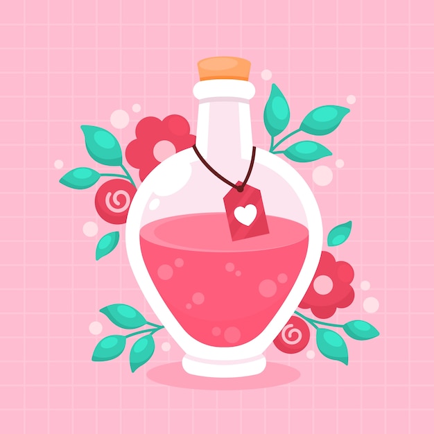 Flat design love potion illustration