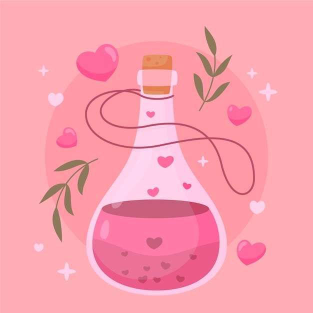 Flat design love potion illustration