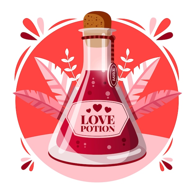 Flat design love potion illustration