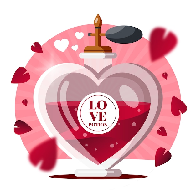 Flat design love potion illustration