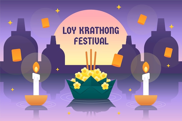 Vector flat design loy krathong