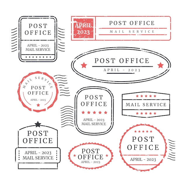 Flat design mail stamp set