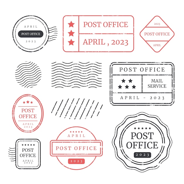 Flat design mail stamp set