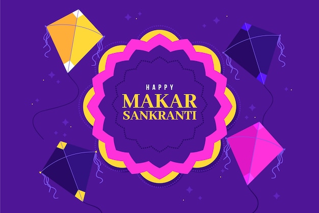 Flat design makar sankranti