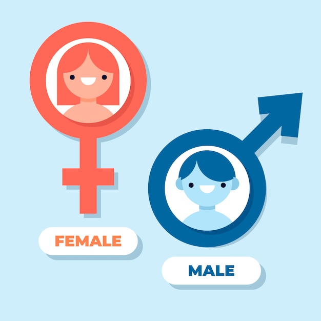 Flat design male female symbols