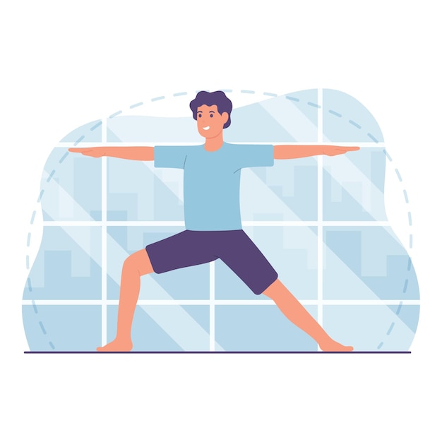 Flat Design Man Character In a Yoga Position