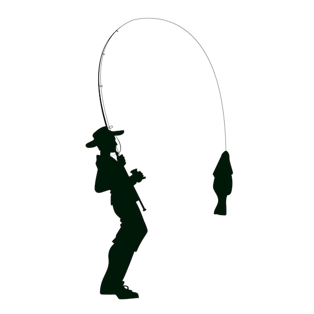 Flat design man fishing silhouette