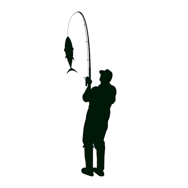 Flat design man fishing silhouette