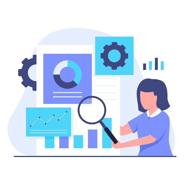 Flat design of market research illustration concept