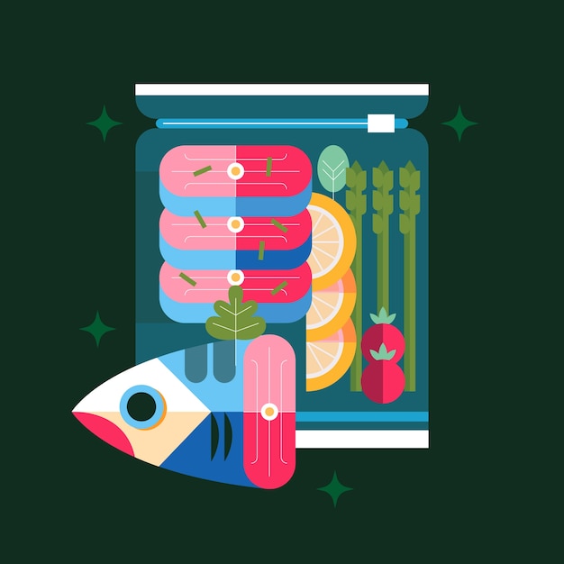 Flat design meal prep illustration