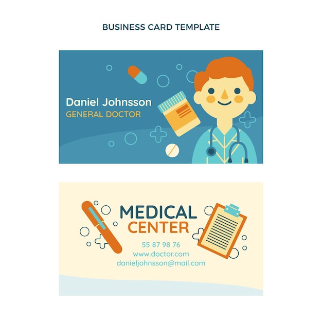 Flat design medical horizontal business card