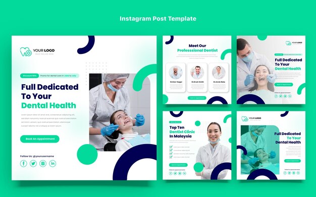 Vector flat design of medical instagram posts