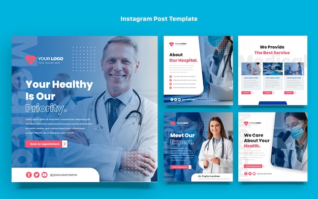 Flat design medical instagram posts