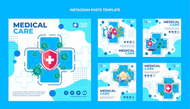 Flat design medical instagram posts