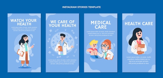 Flat design medical instagram stories template