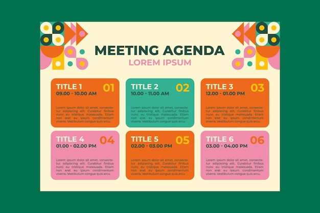 Flat design meeting agenda template