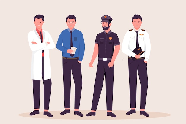 Flat design of men profession collection