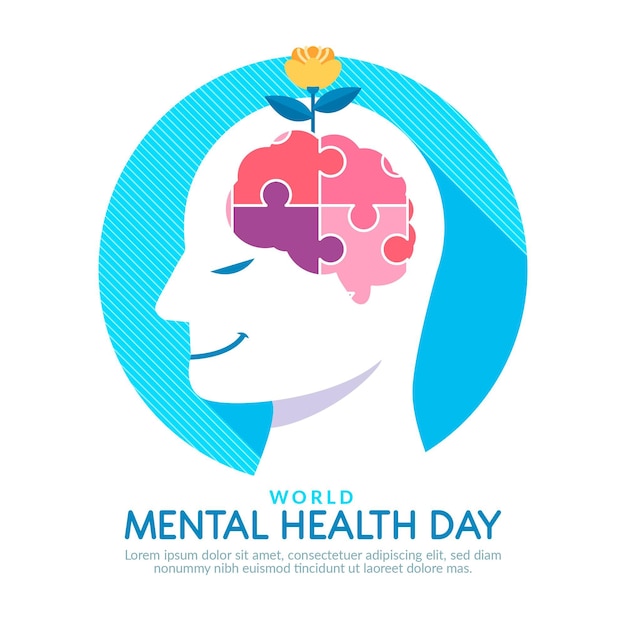 Flat design mental health day