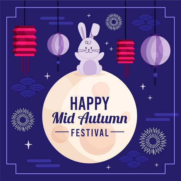 Flat design mid-autumn festival background