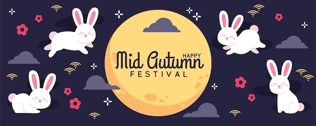 Vector flat design mid autumn festival banner template