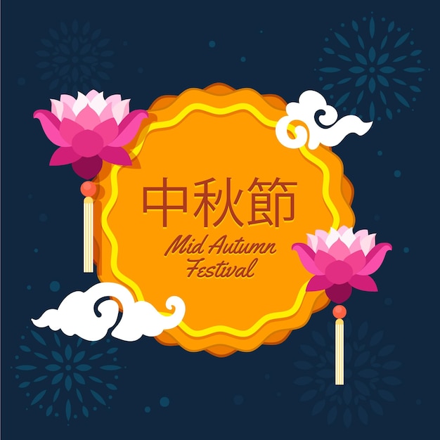 Flat design mid autumn festival concept