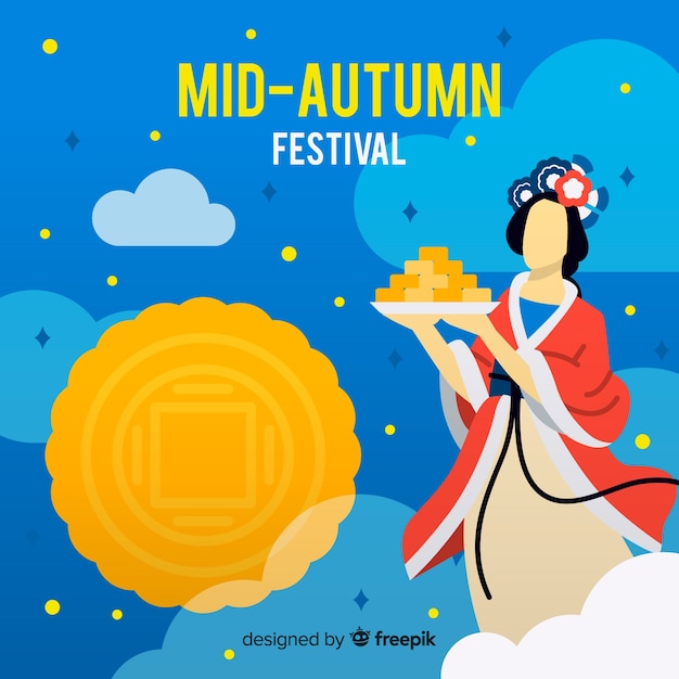 Flat design mid autumn festival