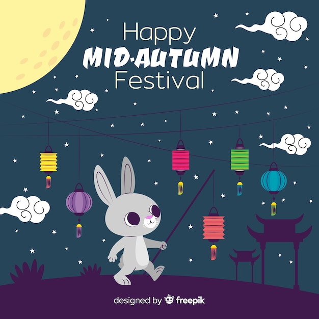 Flat design mid autumn festival