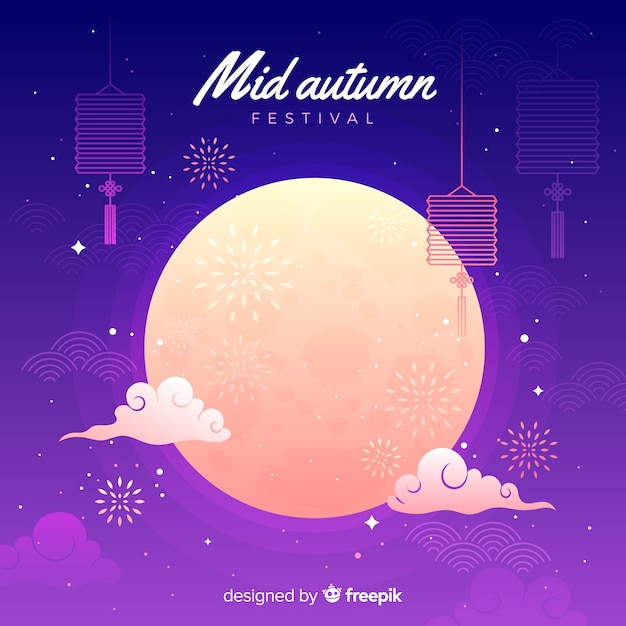 Vector flat design mid autumn festival