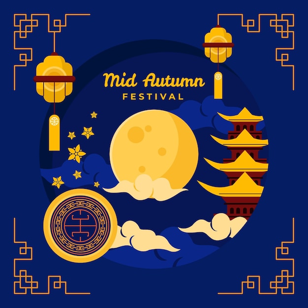 Flat design mid autumn festival