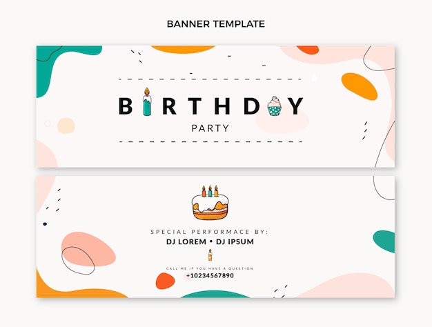 Flat design minimal birthday horizontal banners