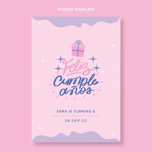 Flat design minimal birthday poster template