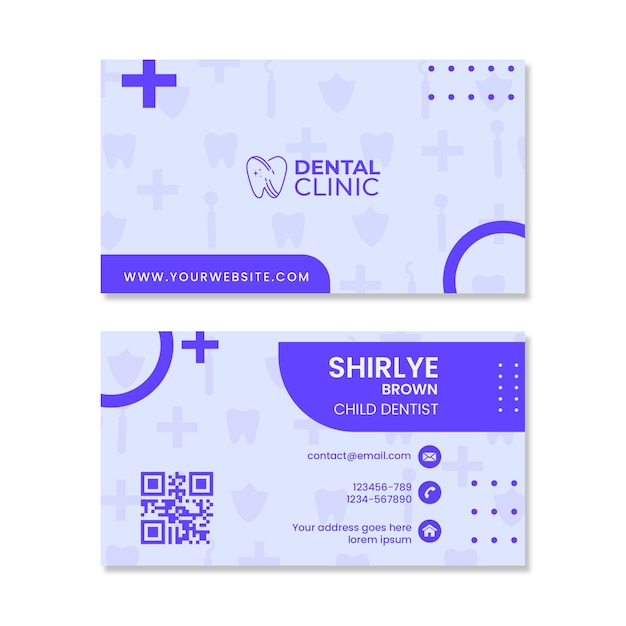 Flat design minimal dental clinic horizontal business card