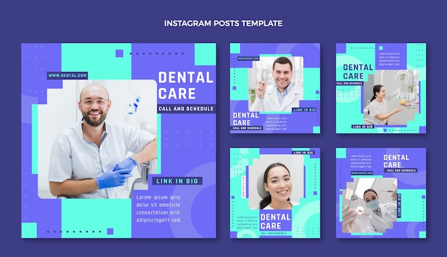 Flat design minimal dental clinic instagram posts