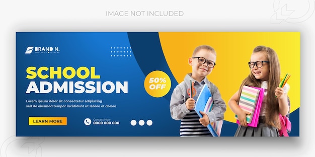 Flat design minimal international school and Kid school admission cover design