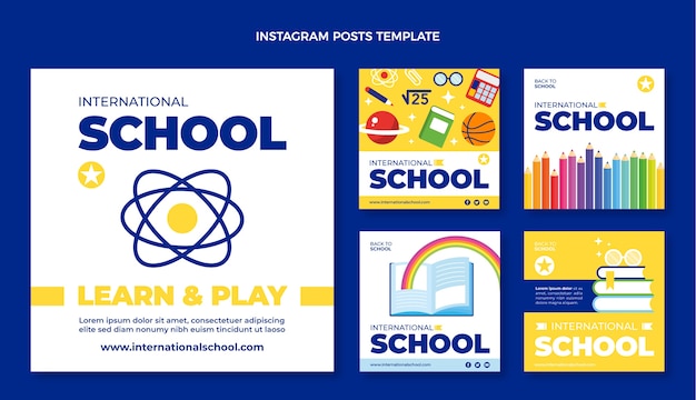 Flat design minimal international school template