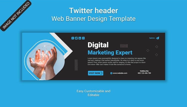 Vector flat design minimal marketing expert twitter header and web banner template