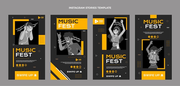 Flat design minimal music festival instagram stories