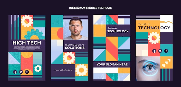 Flat design minimal technology instagram stories