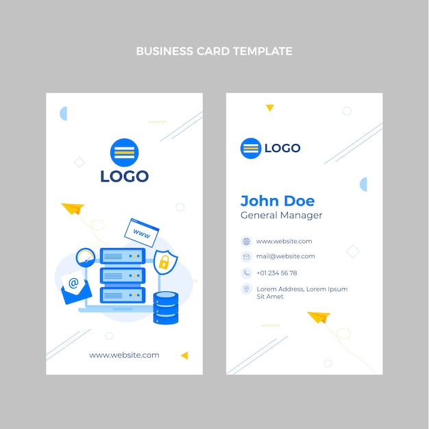 Flat design minimal technology vertical business card