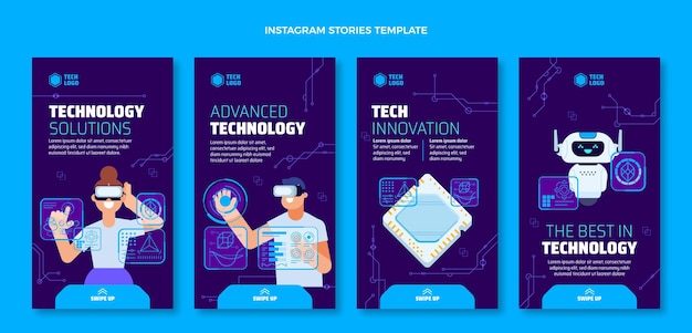 Flat design minimalistic technology instagram stories