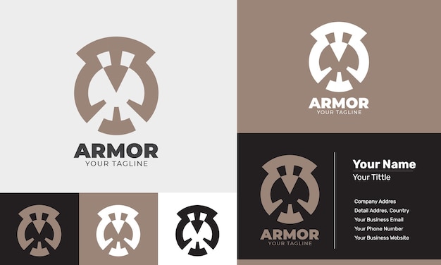 Flat design modern game and armor logo