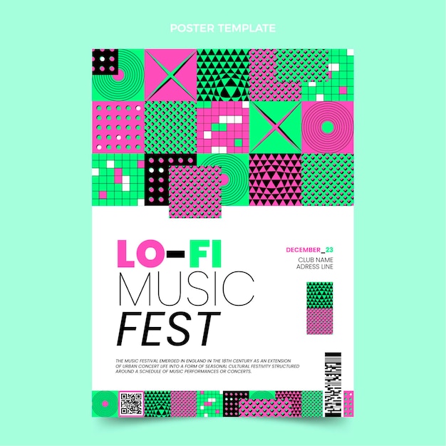 Flat design mosaic music festival poster