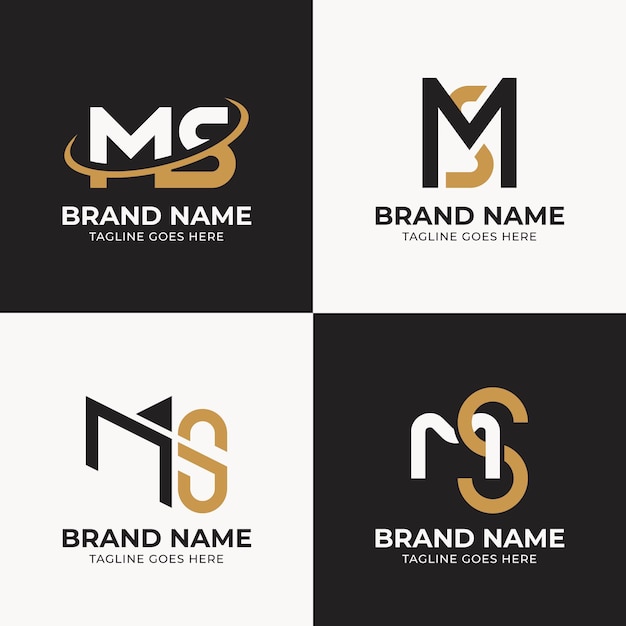 Flat design ms logo template collection