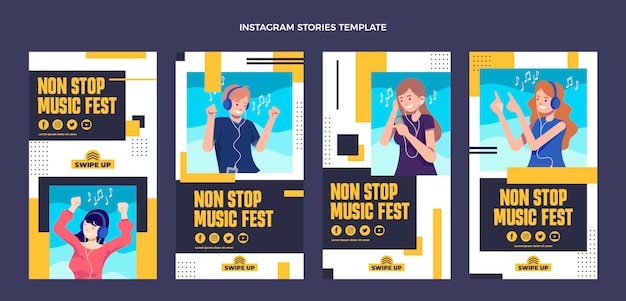 Flat design music festival instagram stories